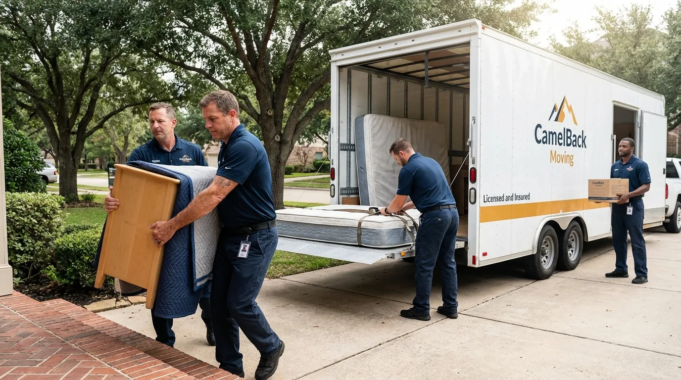 Crew loading residential truck for cross-state move from Doylestown, OH
