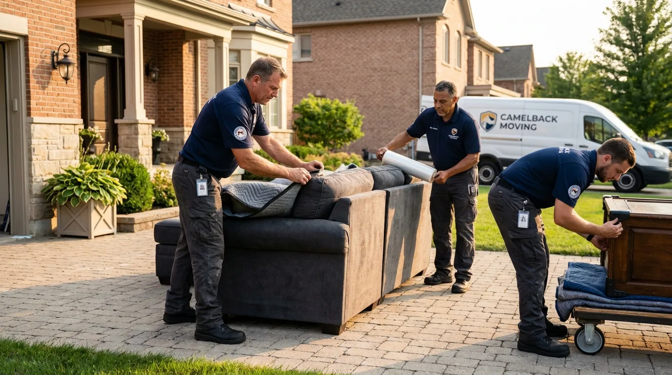 Large estate moving crew wrapping furniture in Doylestown, OH