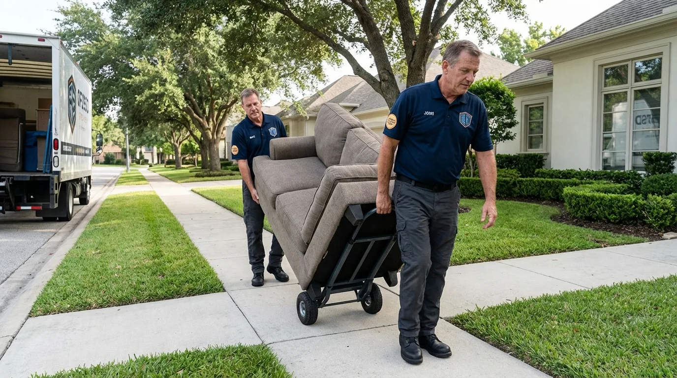 Local residential moving crew loading furniture in Doylestown, OH